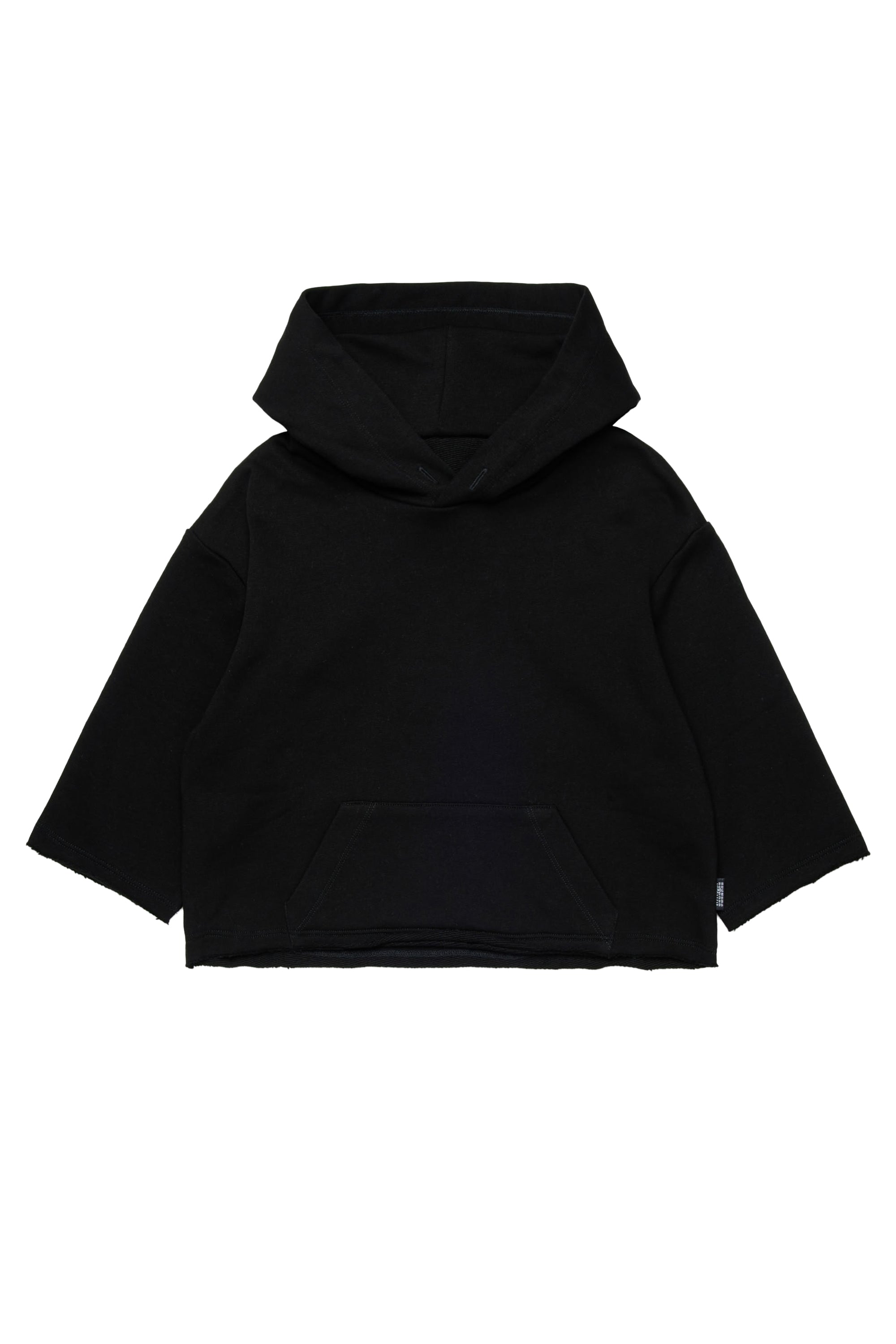 Short hoodie with pocket - Black
