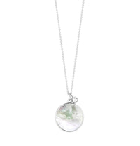 ever white MOP white gold disc on chain