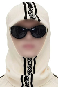 Cagoule avec logo en laine - Ivory & Black