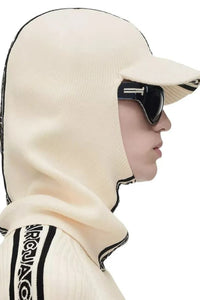 Cagoule avec logo en laine - Ivory & Black