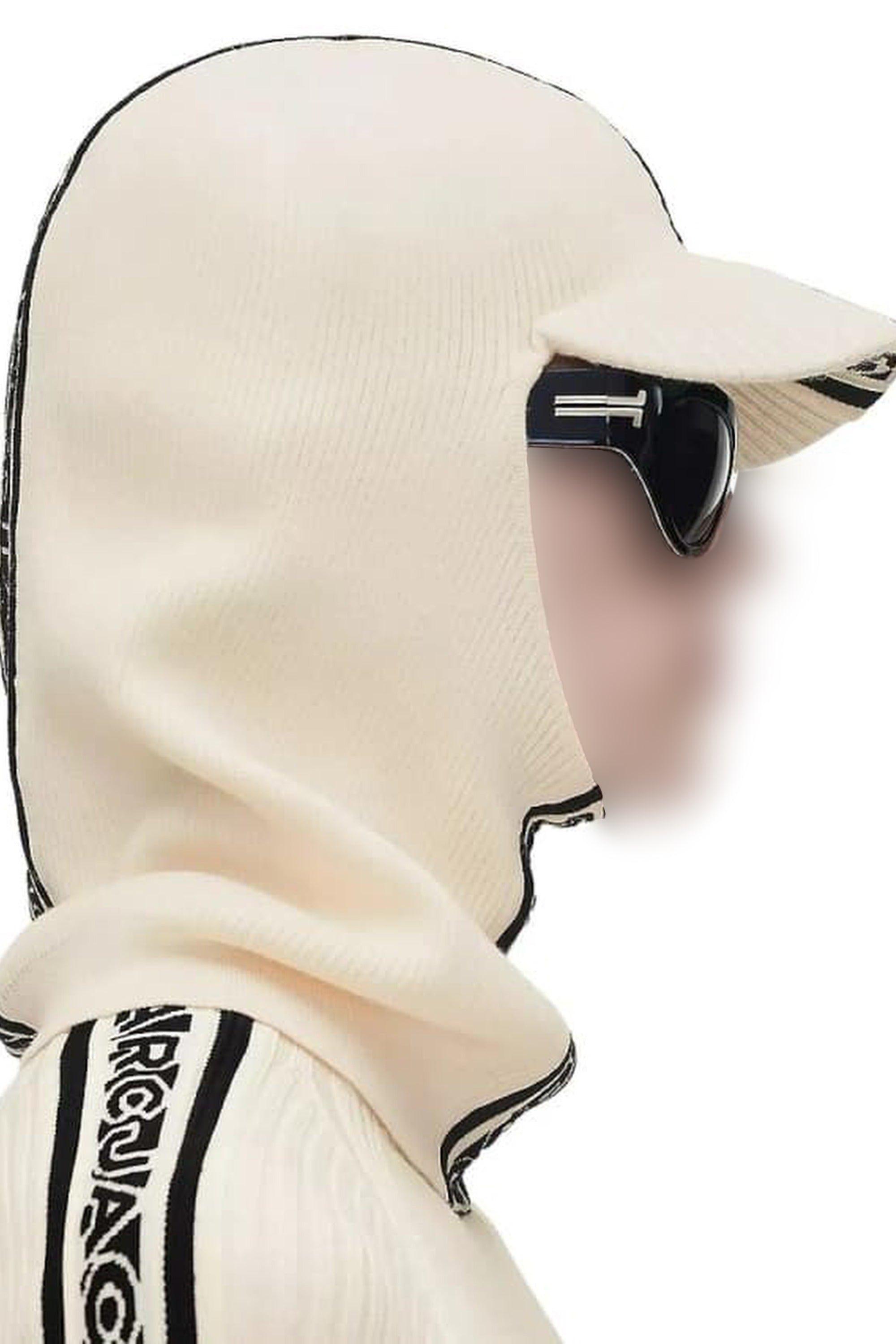 Cagoule avec logo en laine - Ivory & Black
