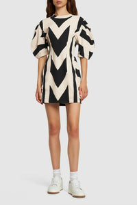 Robe sculpturale Monogram - Black & Ivory