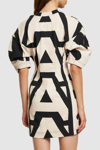 Robe sculpturale Monogram - Black & Ivory