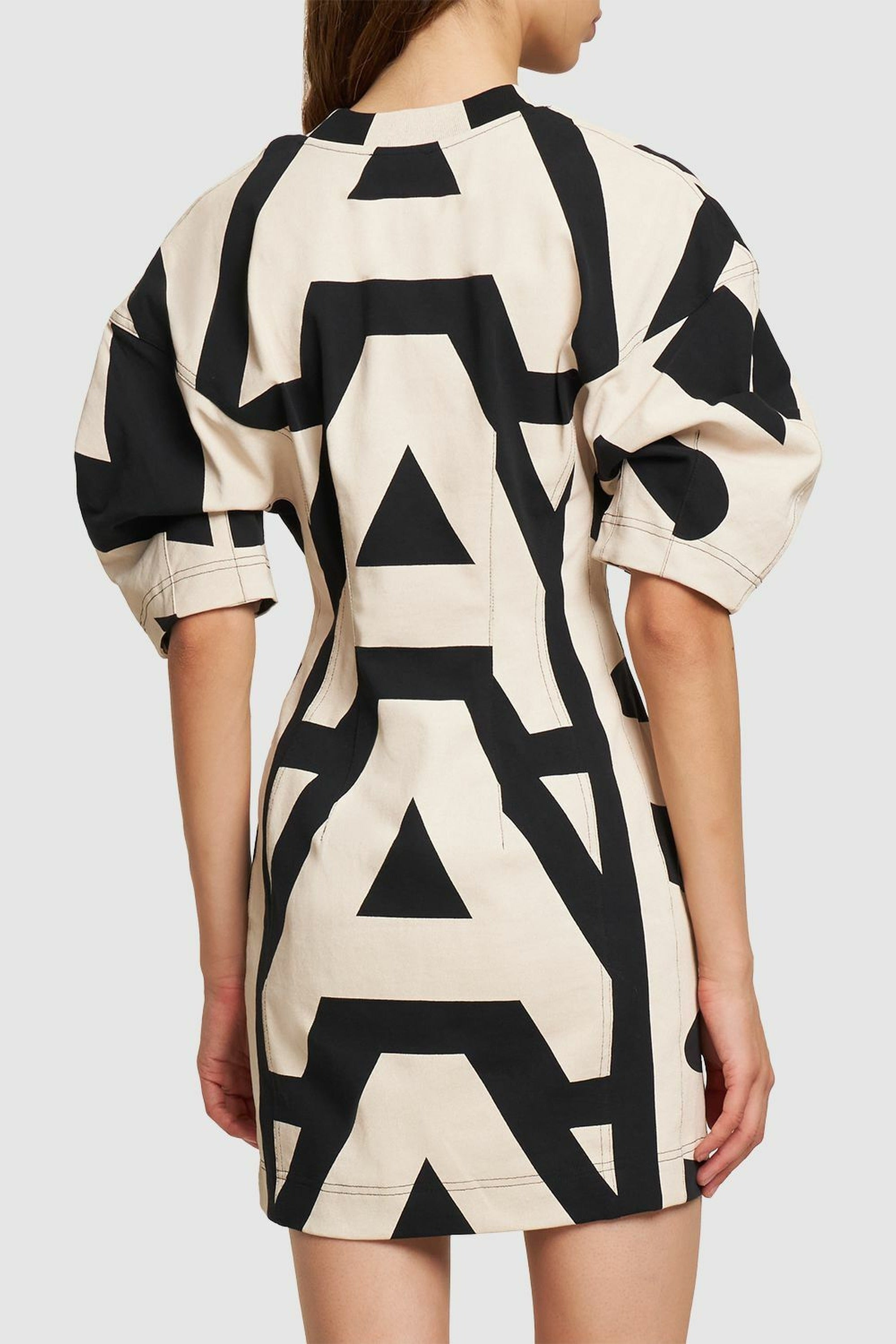Robe sculpturale Monogram - Black & Ivory