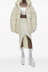 Jupe tube MJ Classic en laine - Ivory