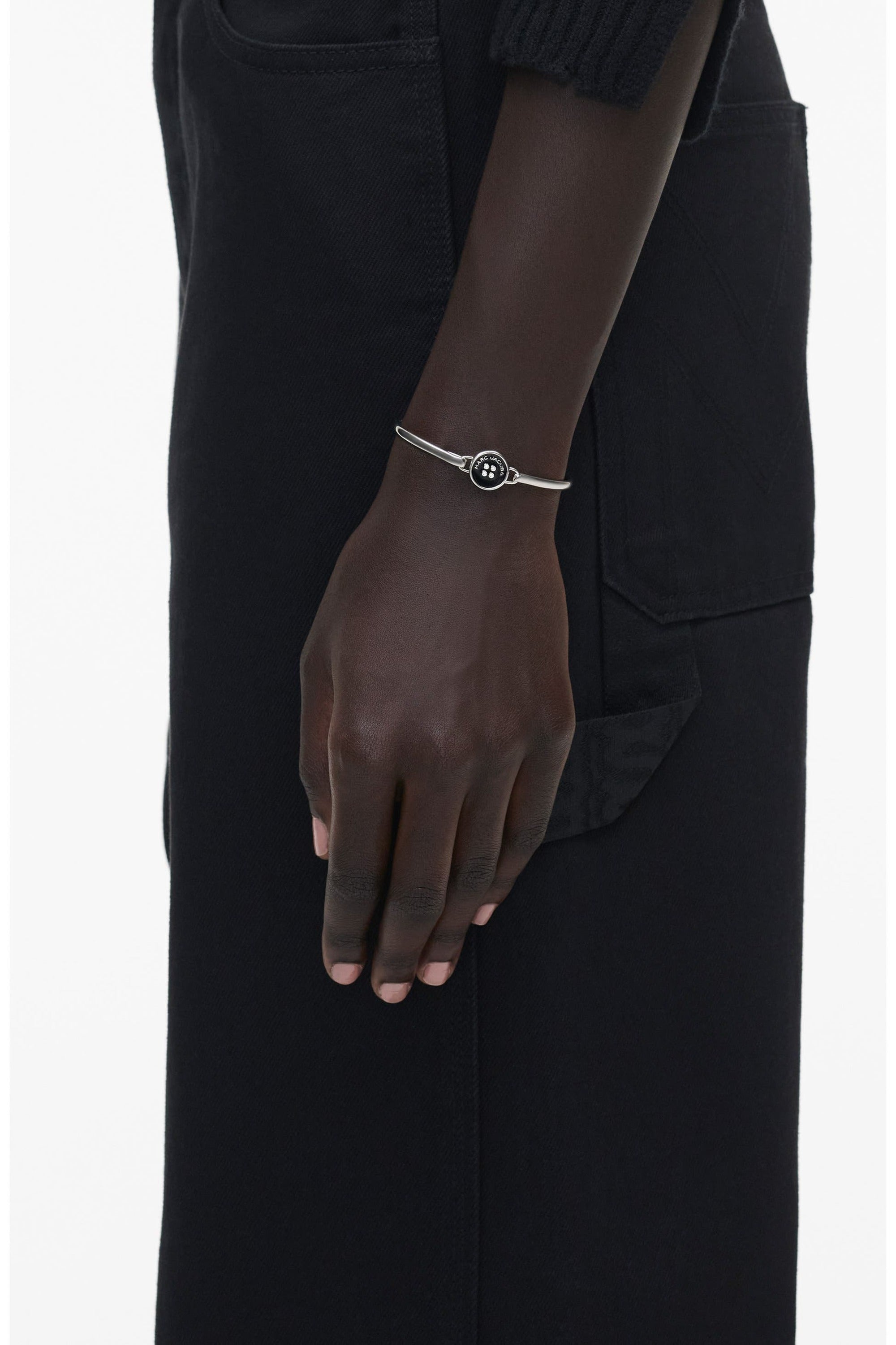 Bracelet Bouton en laiton - Silver & Black