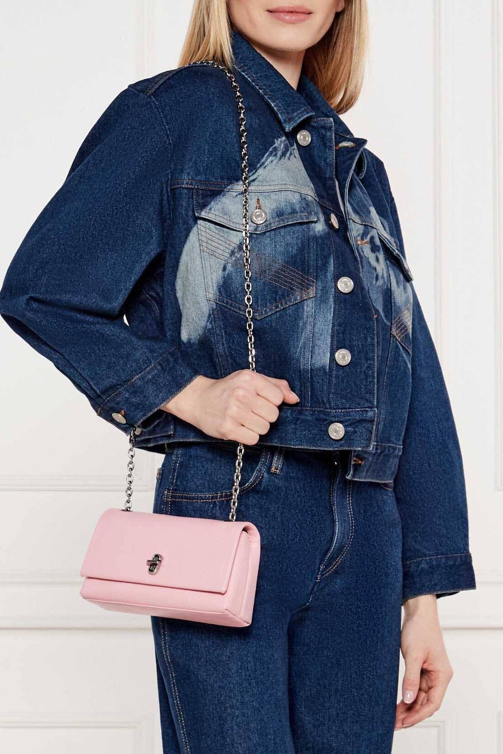 Mini sac The Dual Chain en cuir - Ribbon Pink