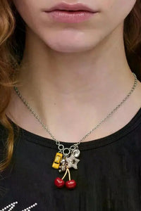 Collier à pendentifs multiples en laiton - Silver & Multi