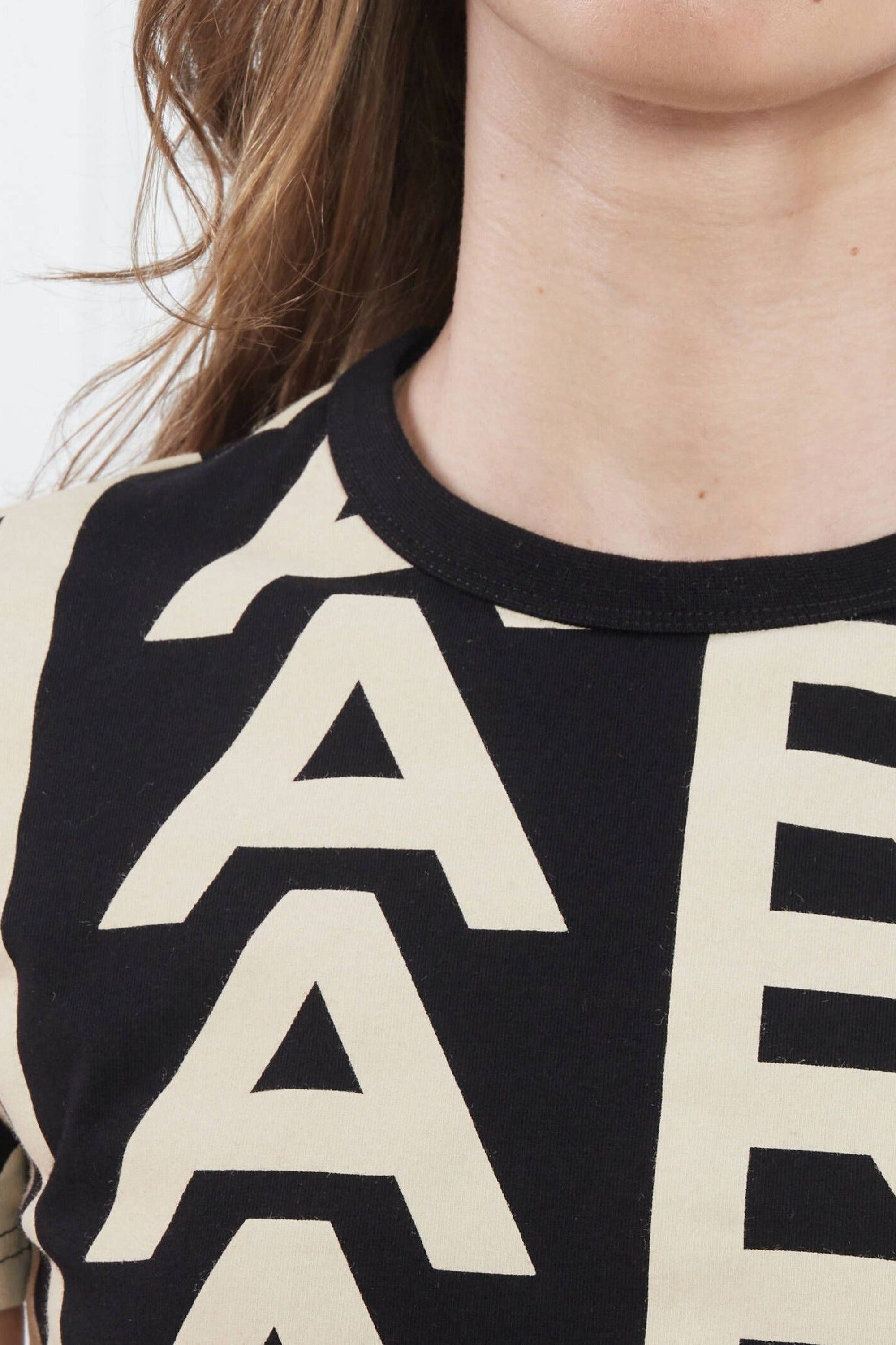 T-shirt Monogram à col rond - Black & Ivory