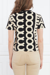 T-shirt Monogram à col rond - Black & Ivory