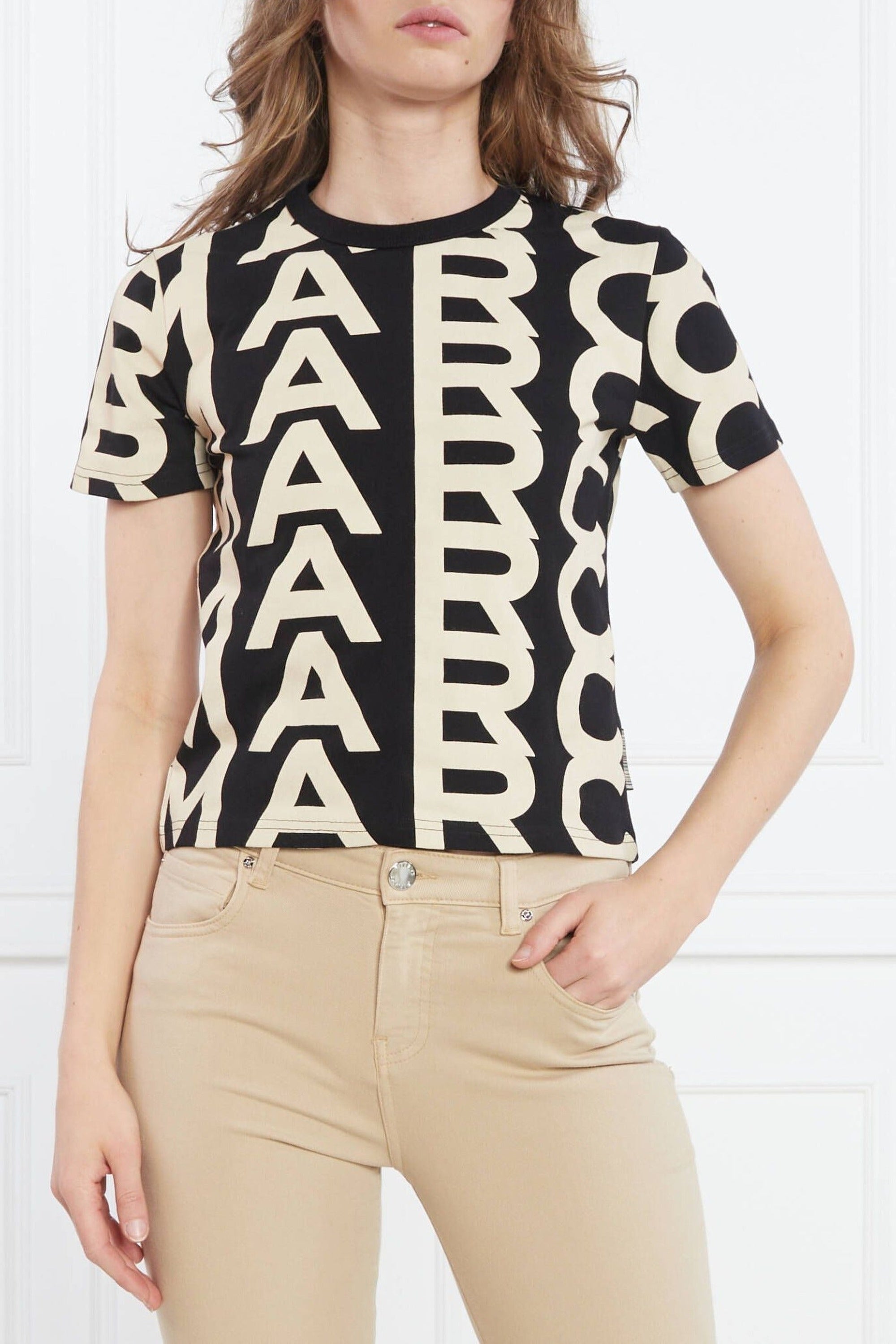 T-shirt Monogram à col rond - Black & Ivory