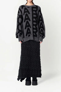 Pull à col rond et manches longues en laine - Black & Charcoal