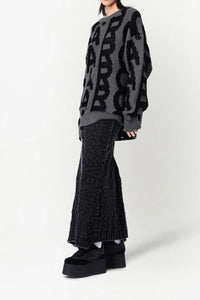 Pull à col rond et manches longues en laine - Black & Charcoal