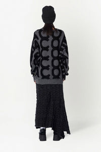 Pull à col rond et manches longues en laine - Black & Charcoal