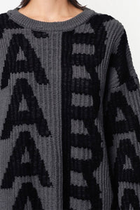 Pull à col rond et manches longues en laine - Black & Charcoal