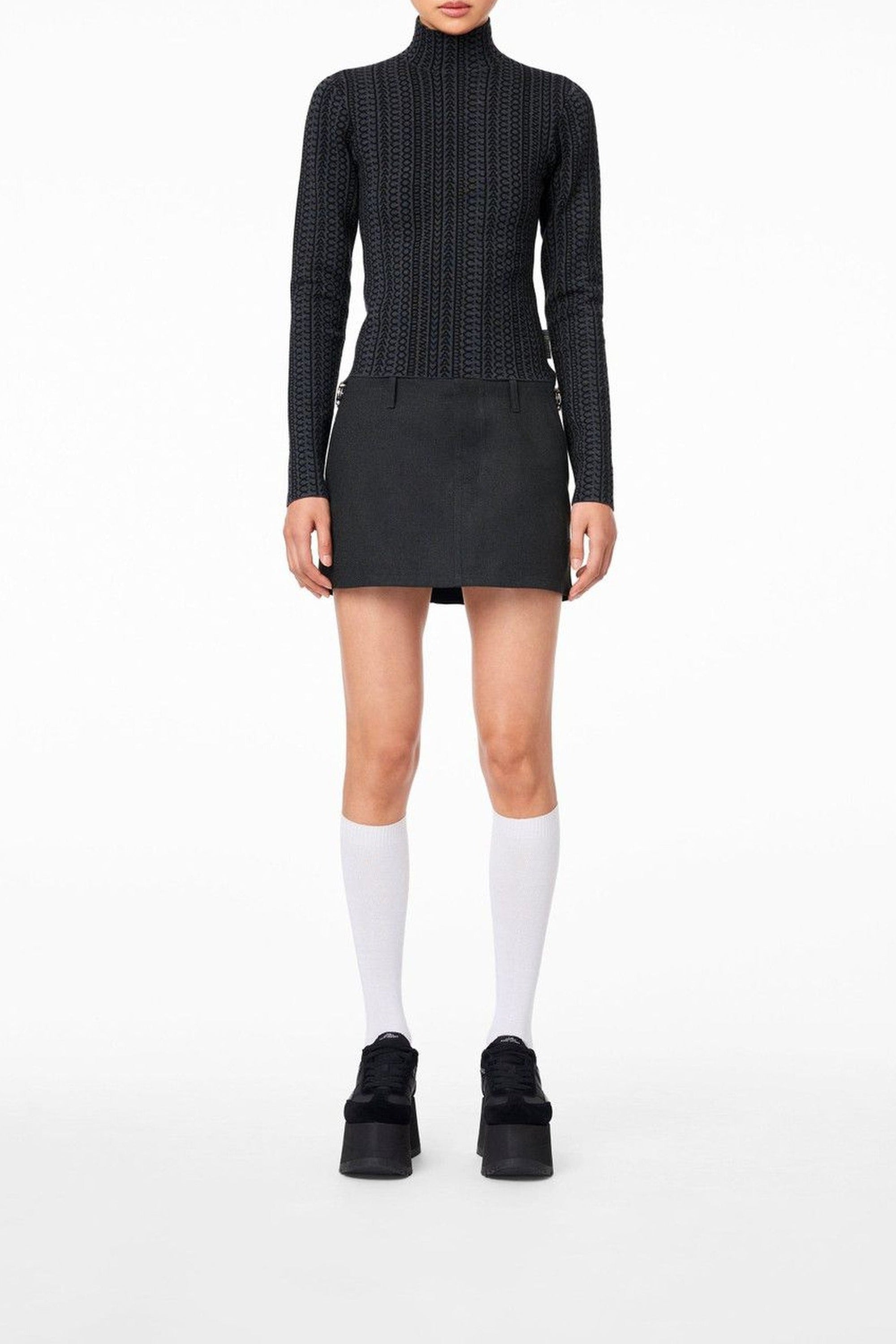 Pull à manches longues et col roulé en laine - Black & Charcoal