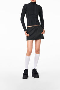 Pull à manches longues et col roulé en laine - Black & Charcoal