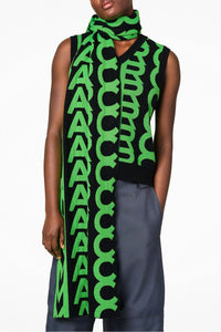 Écharpe Monogram en laine - Grey & Fluo Green