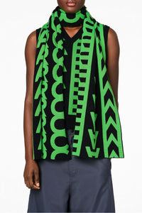 Écharpe Monogram en laine - Grey & Fluo Green