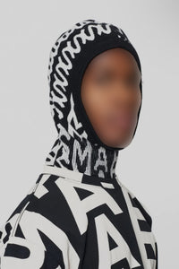 Cagoule Monogram en laine - Black & Ivory