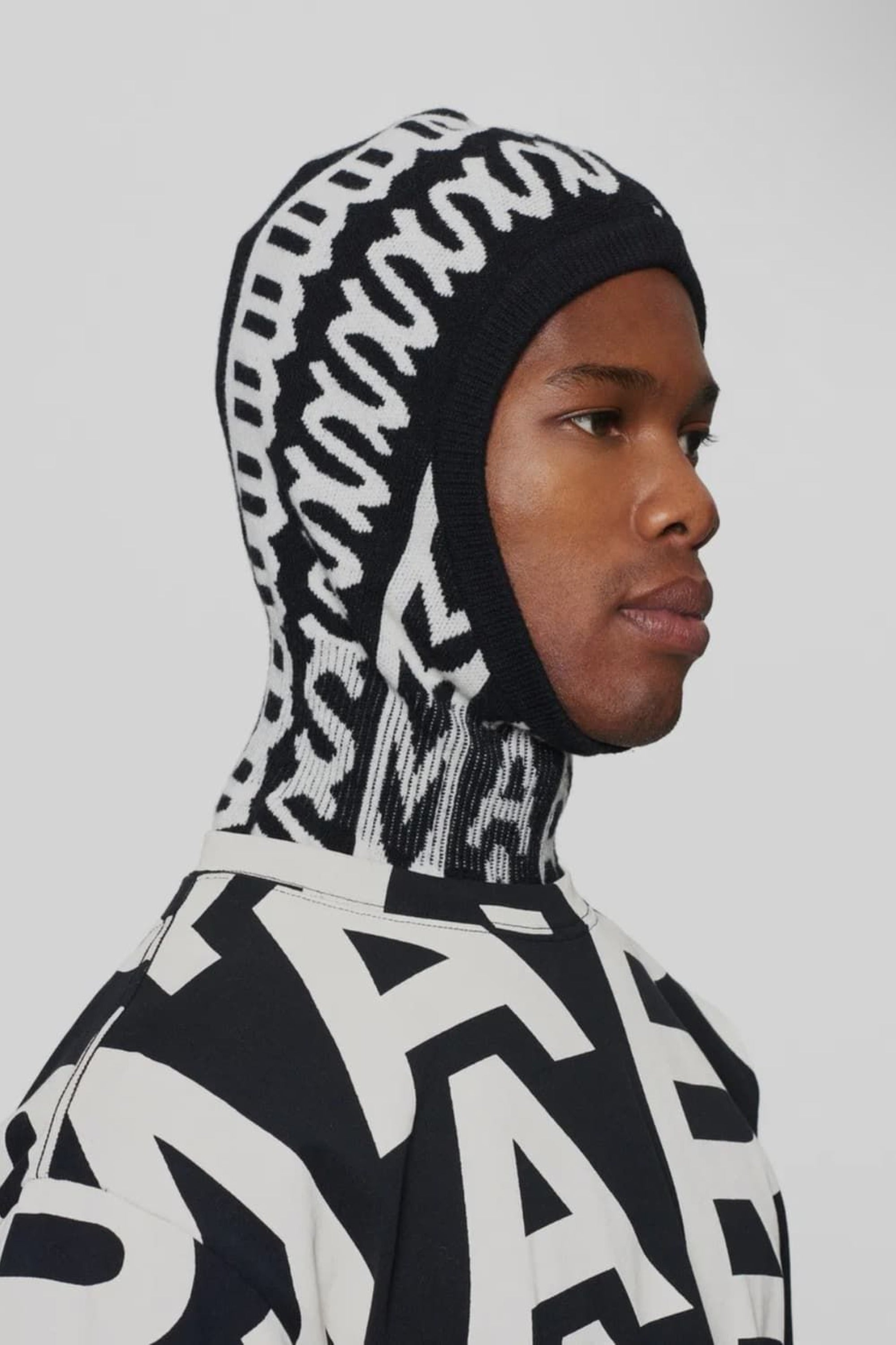 Cagoule Monogram en laine - Black & Ivory