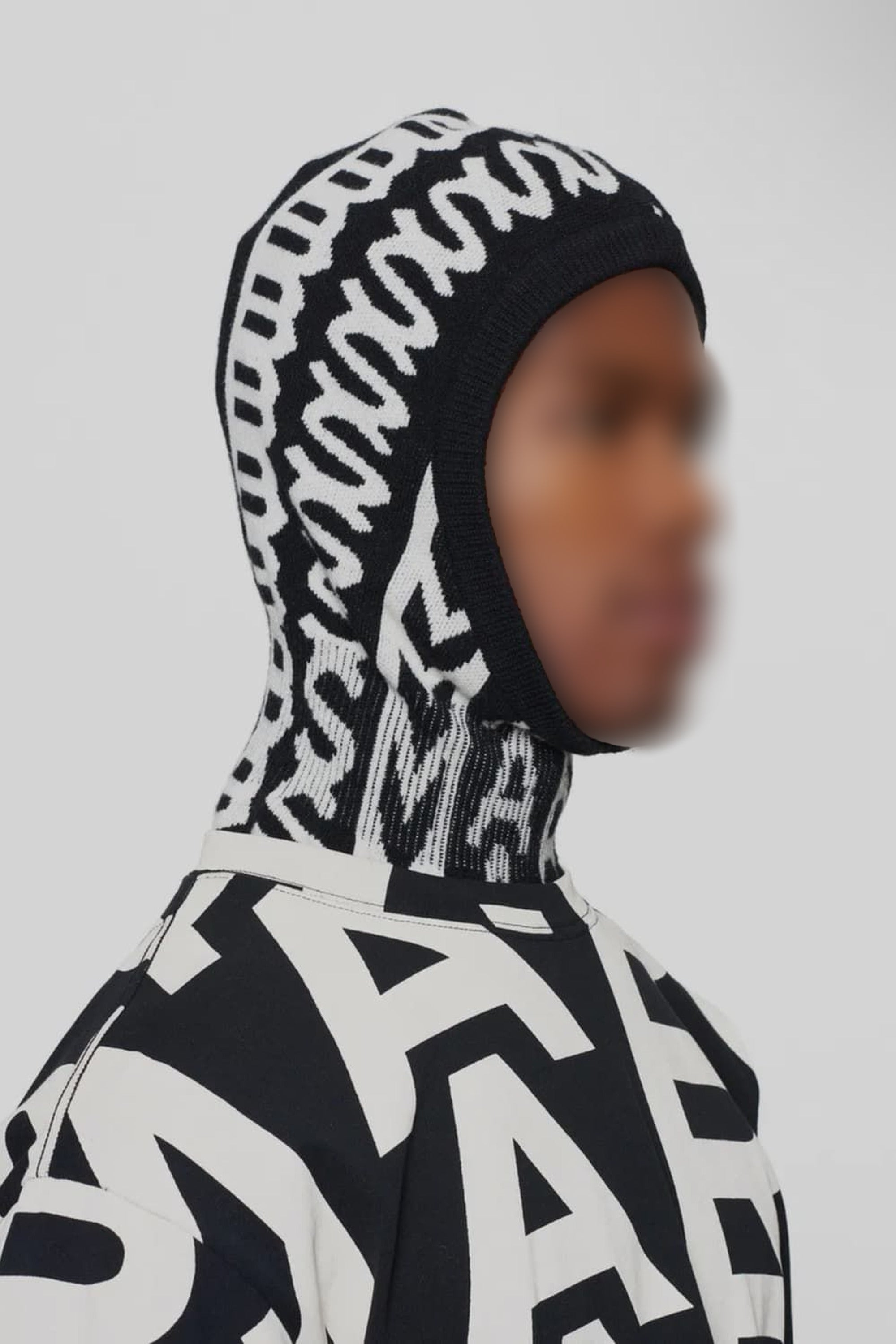 Cagoule Monogram en laine - Black & Ivory