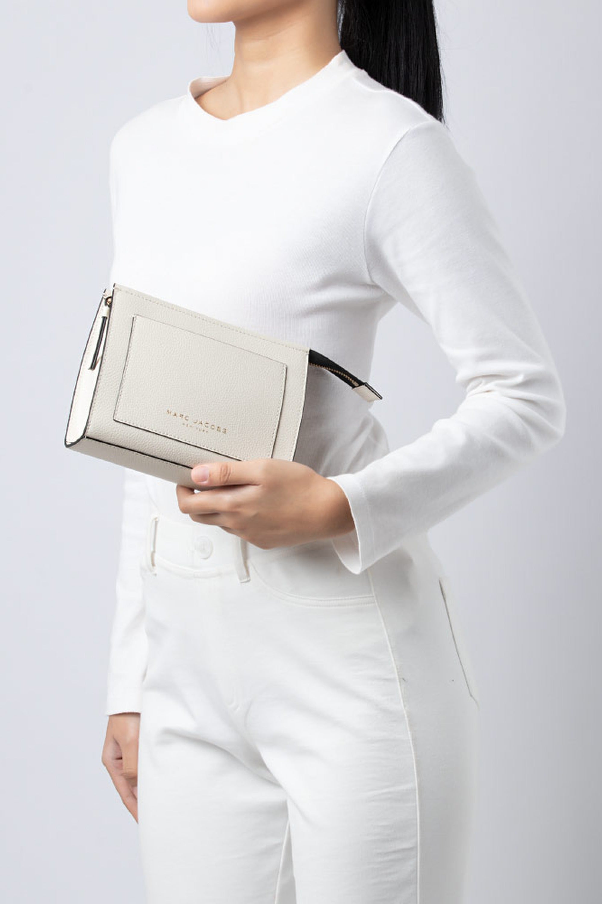 Pochette de cosmétique à logo en cuir - Marshmallow