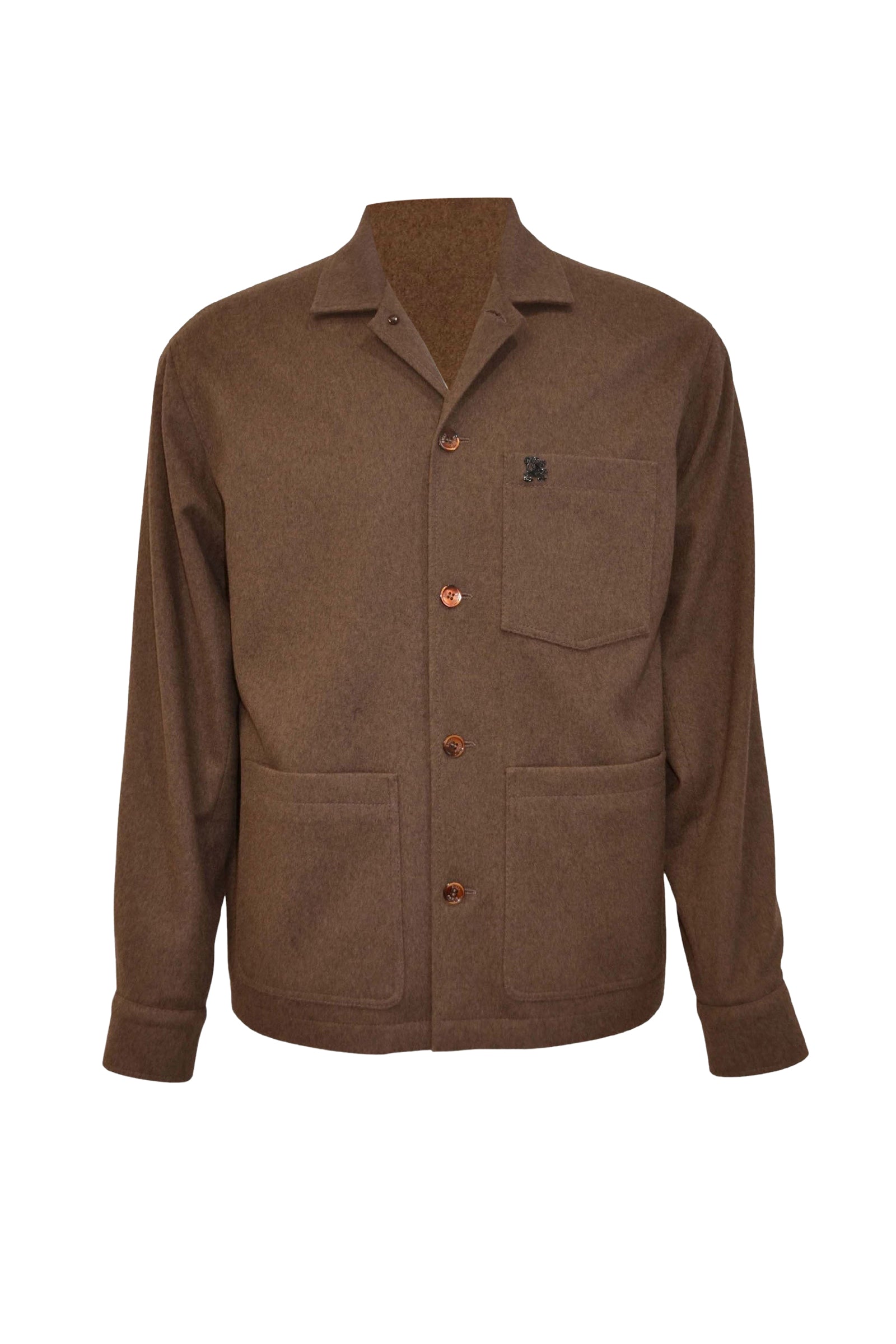 Surchemise à broche métallique en laine - Marron