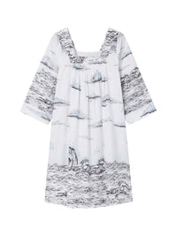 Robe décolleté carré - Bianco Fantasia Azzurro