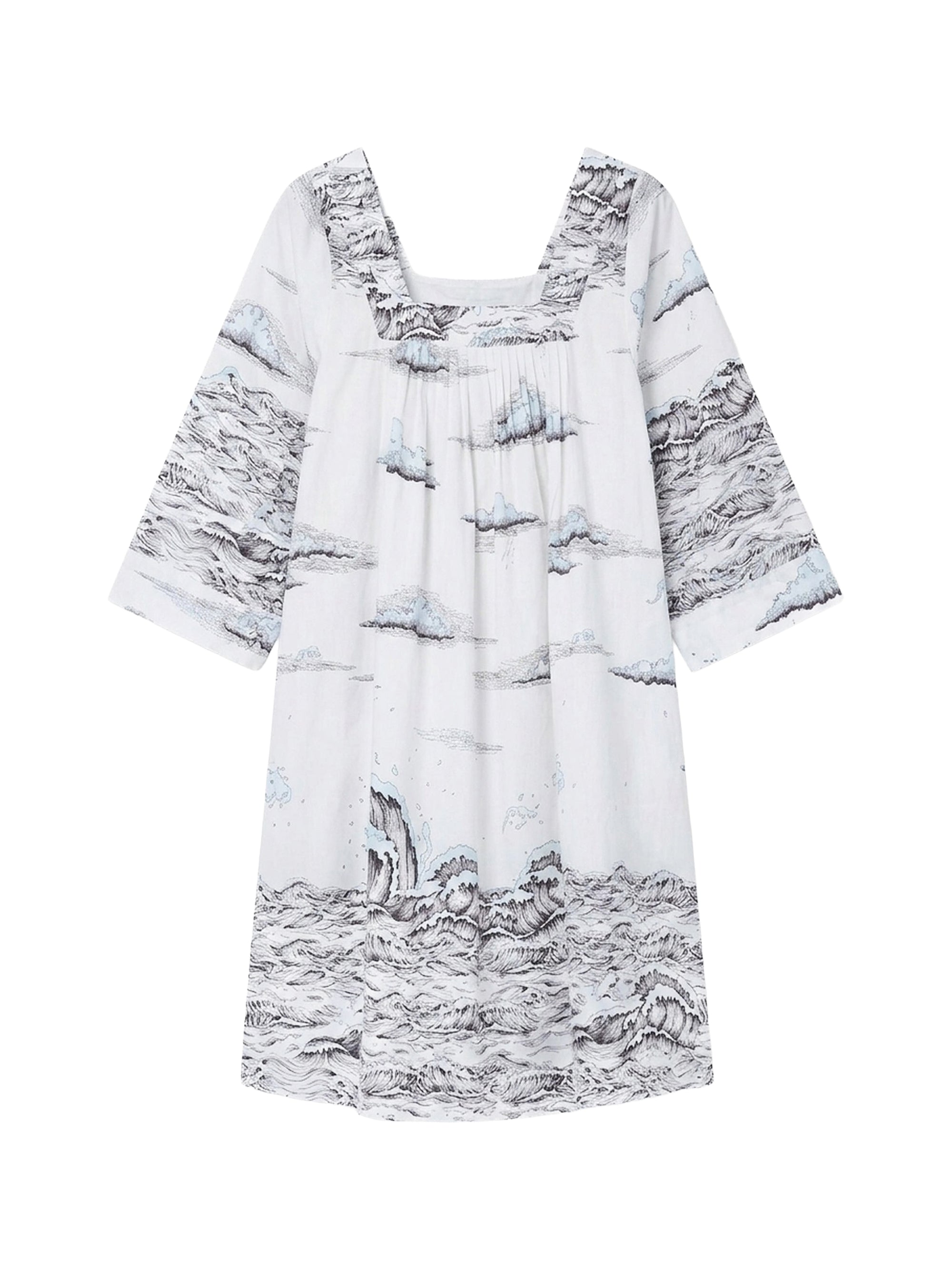 Robe décolleté carré - Bianco Fantasia Azzurro