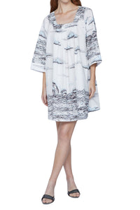 Robe décolleté carré - Bianco Fantasia Azzurro