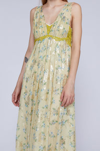 ROBE LONGUE JAUNE COUPE EMPIRE