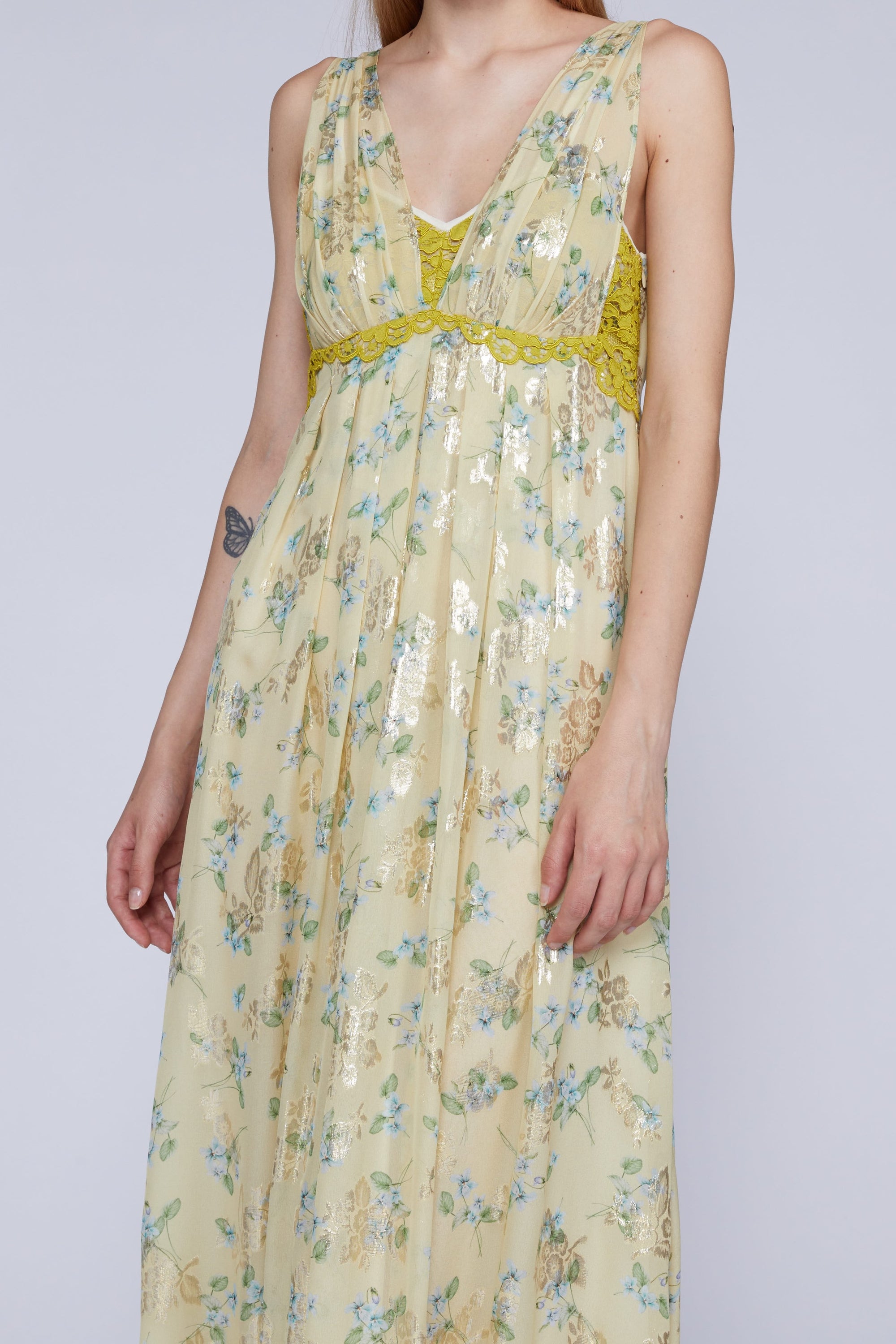 ROBE LONGUE JAUNE COUPE EMPIRE