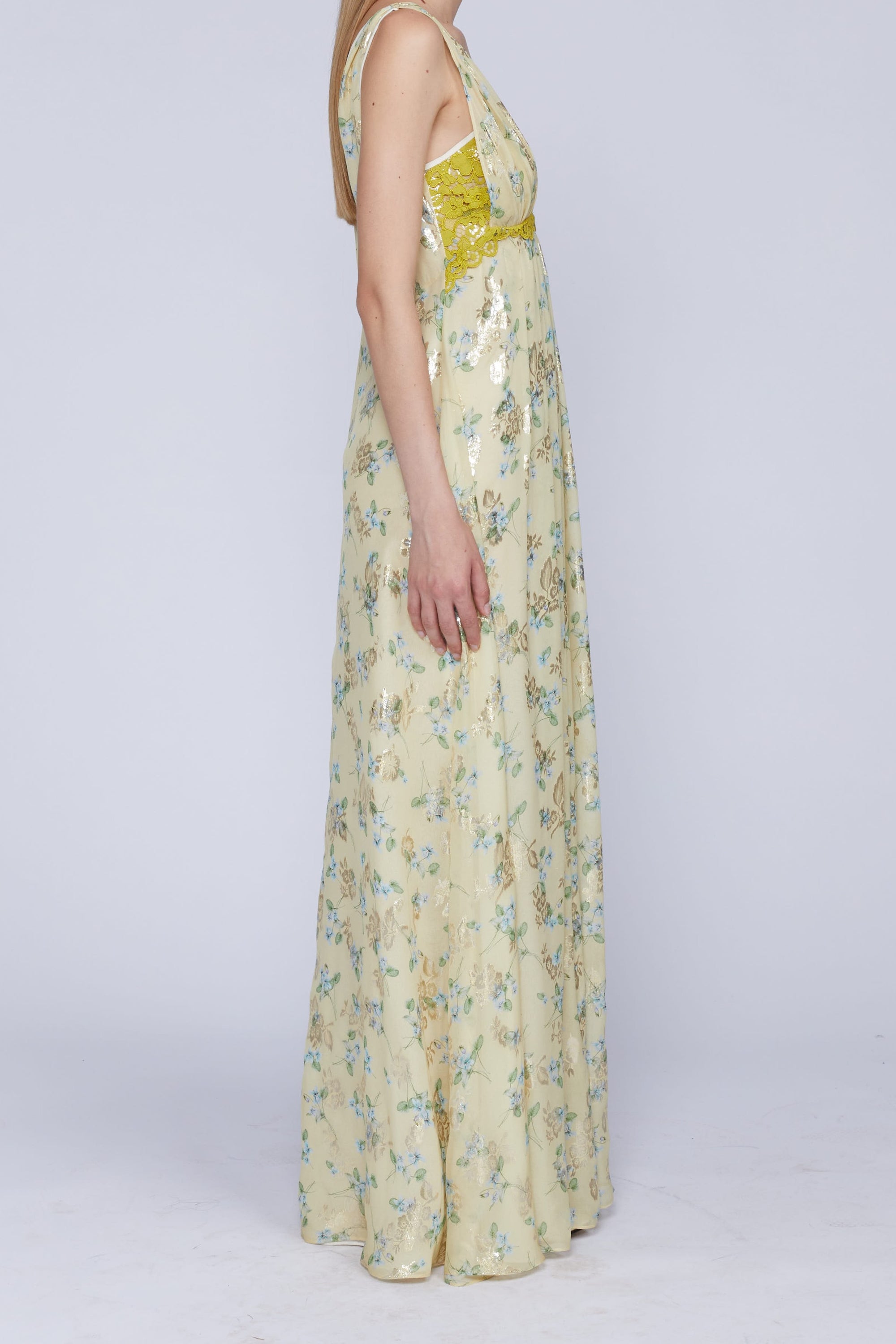 ROBE LONGUE JAUNE COUPE EMPIRE