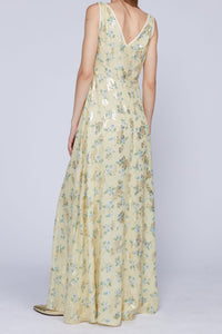 ROBE LONGUE JAUNE COUPE EMPIRE
