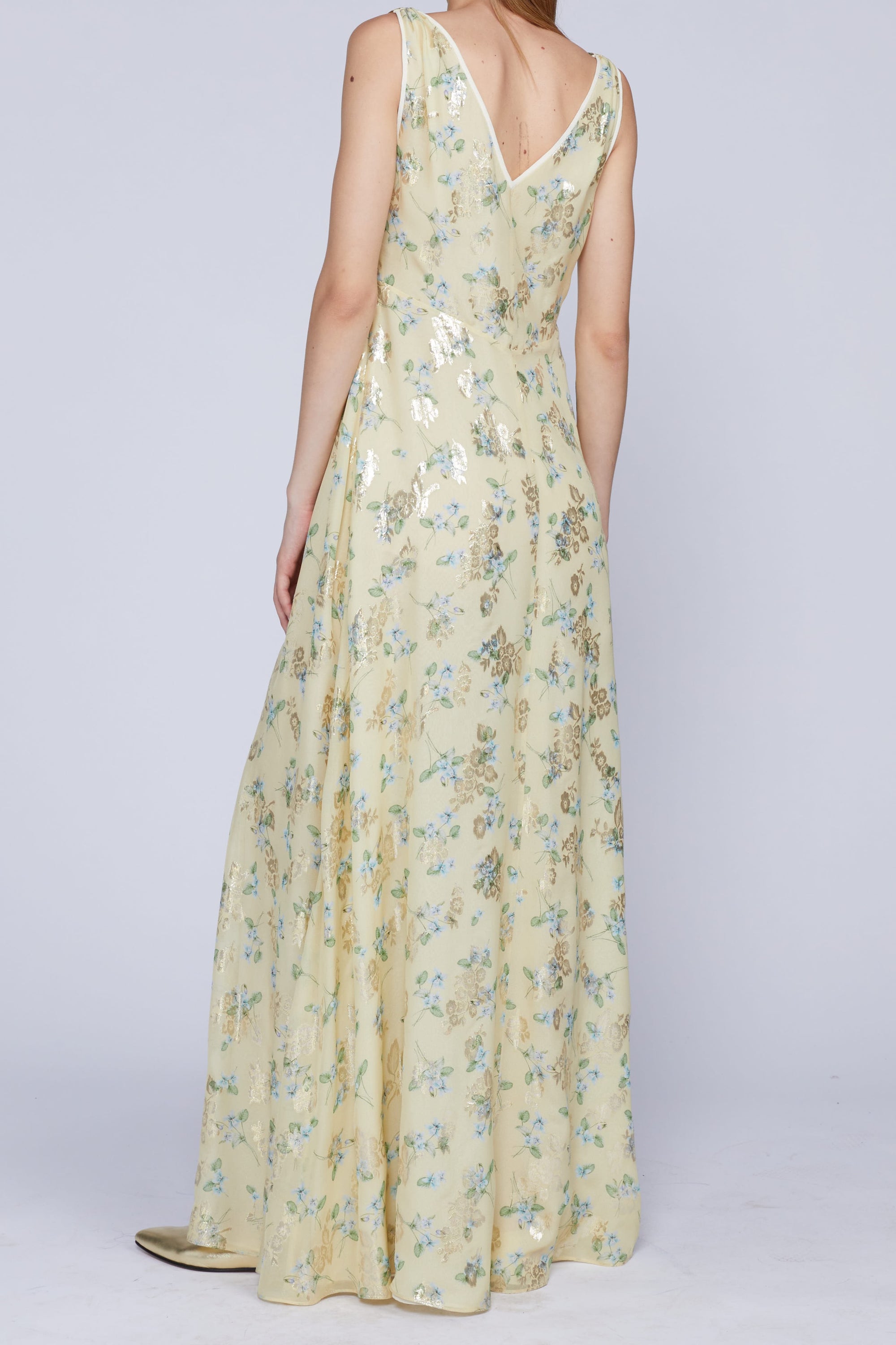 ROBE LONGUE JAUNE COUPE EMPIRE