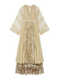 Robe longue organza rayée - Beige Fantasia Nero