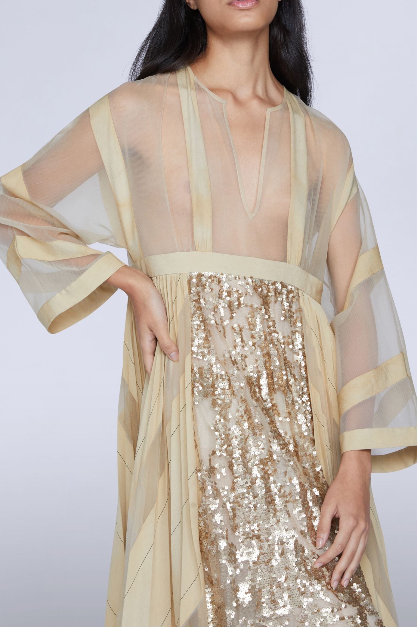 NEW OFFER ROBE LONGUE ORGANZA RAYÉE