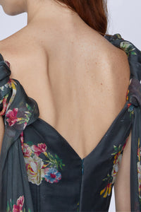 Silk chiffon evening dress - Giallo Fantasia Oro