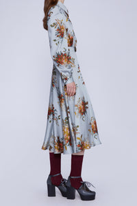 Robe avec ceinture bijou et manches longues - Azzurro Fantasia