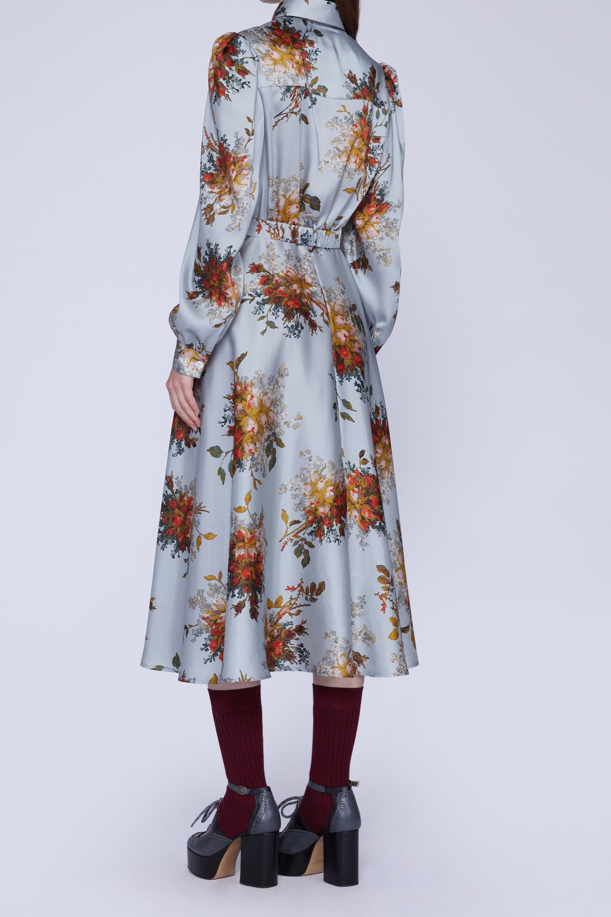 Robe avec ceinture bijou et manches longues - Azzurro Fantasia