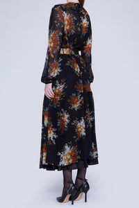 Robe avec ceinture bijou et manches longues - Nero Fantasia