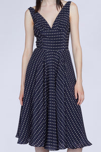 ROBE MIDI À POIS AVEC DÉCOLLETÉ EN V
