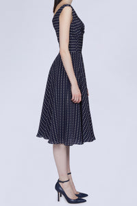 ROBE MIDI À POIS AVEC DÉCOLLETÉ EN V