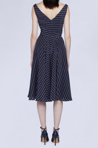 ROBE MIDI À POIS AVEC DÉCOLLETÉ EN V