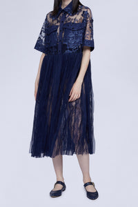 ROBE CHEMISE BLEUE EN ORGANZA AVEC POCHES