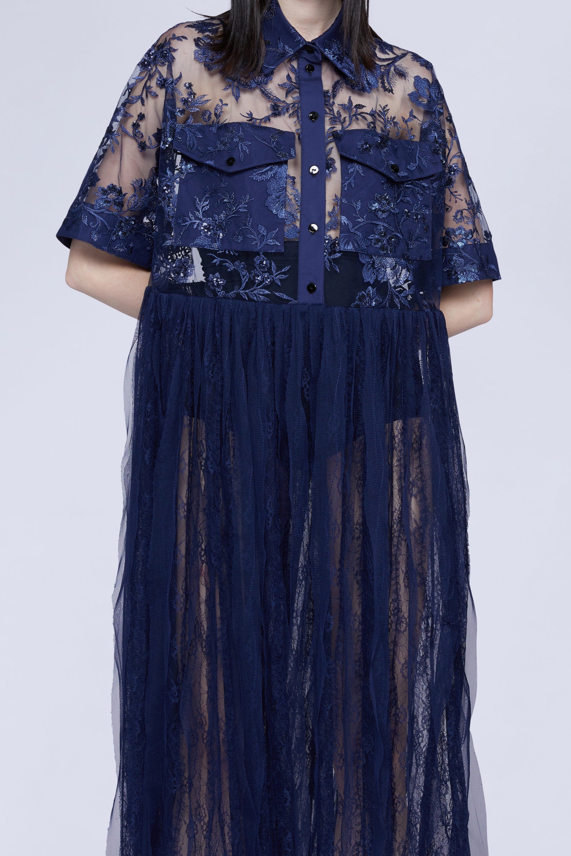 ROBE CHEMISE BLEUE EN ORGANZA AVEC POCHES