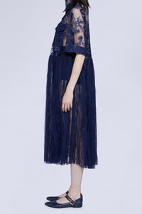ROBE CHEMISE BLEUE EN ORGANZA AVEC POCHES