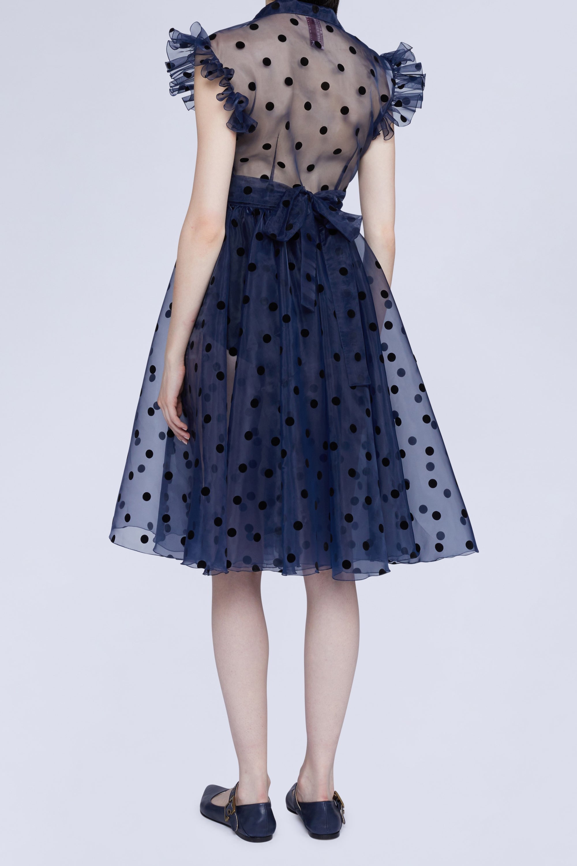 Robe babydoll en organza à pois et manches courtes - Blu & Nero