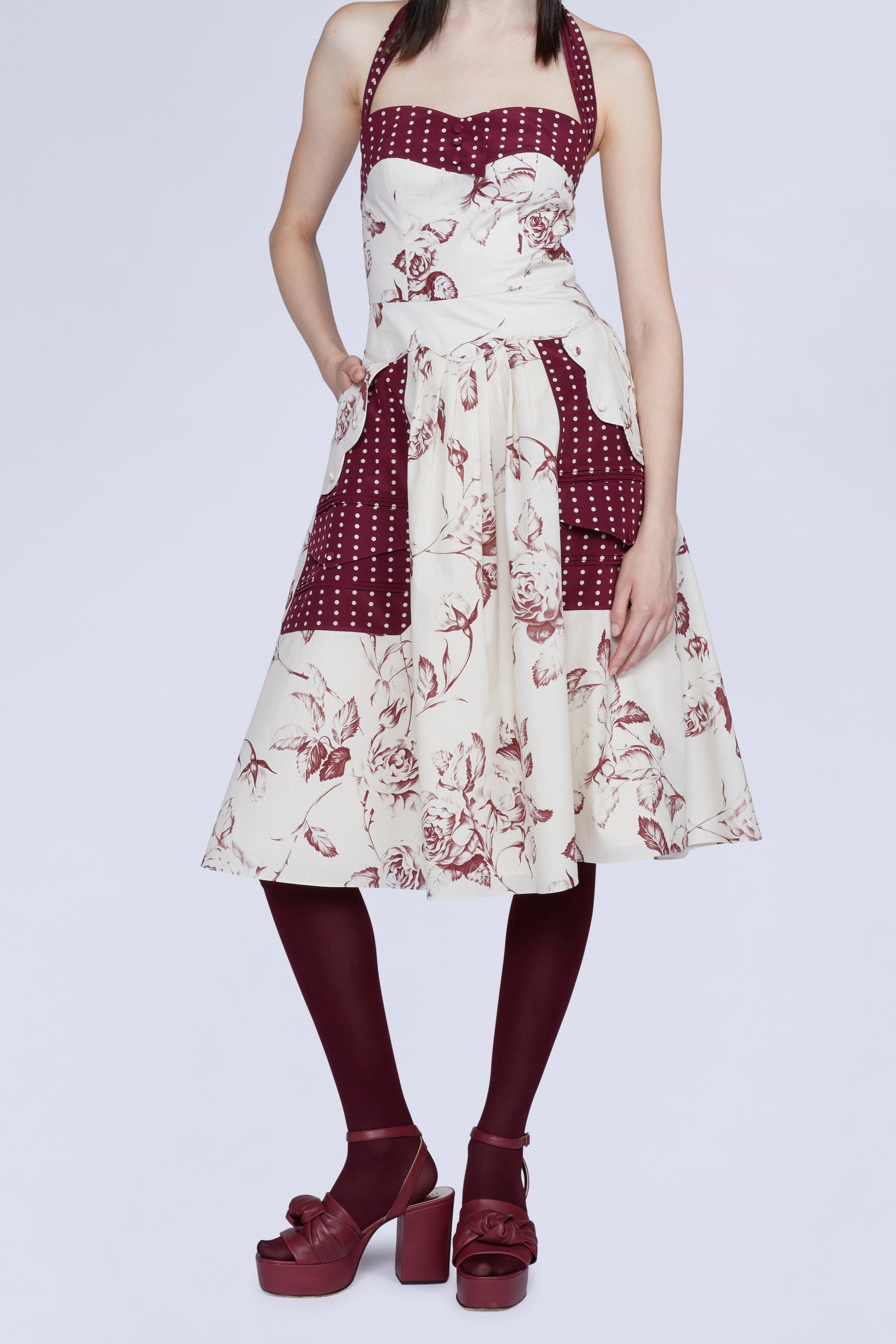 ROBE MIDI COTON FLEURS AVEC DÉCOLLETÉ CŒUR